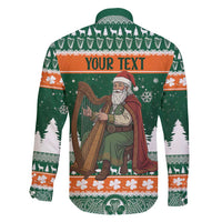 Ireland Christmas Personalized Family Matching Off Shoulder Maxi Dress and Hawaiian Shirt Daidi na Nollag With Irish Harp - Wonder Print Shop
