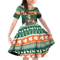 Ireland Christmas Personalized Family Matching Off Shoulder Short Dress and Hawaiian Shirt Daidi na Nollag With Irish Harp - Wonder Print Shop