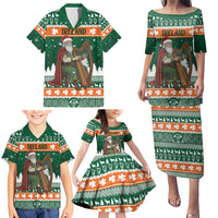 Ireland Christmas Personalized Family Matching Puletasi and Hawaiian Shirt Daidi na Nollag With Irish Harp - Wonder Print Shop