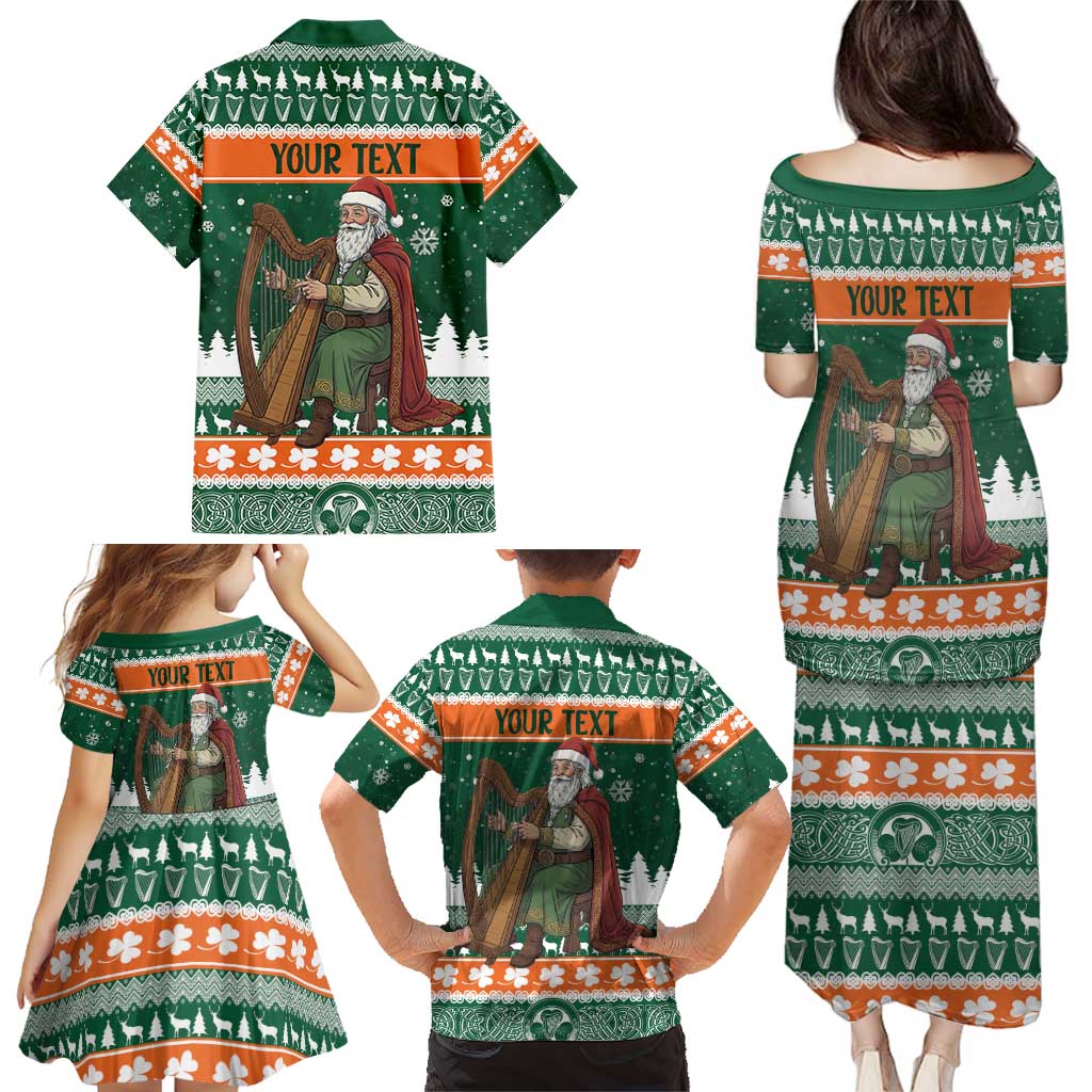 Ireland Christmas Personalized Family Matching Puletasi and Hawaiian Shirt Daidi na Nollag With Irish Harp - Wonder Print Shop