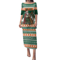 Ireland Christmas Personalized Family Matching Puletasi and Hawaiian Shirt Daidi na Nollag With Irish Harp - Wonder Print Shop