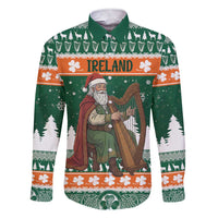 Ireland Christmas Personalized Family Matching Short Sleeve Bodycon Dress and Hawaiian Shirt Daidi na Nollag With Irish Harp - Wonder Print Shop