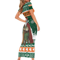 Ireland Christmas Personalized Family Matching Short Sleeve Bodycon Dress and Hawaiian Shirt Daidi na Nollag With Irish Harp - Wonder Print Shop