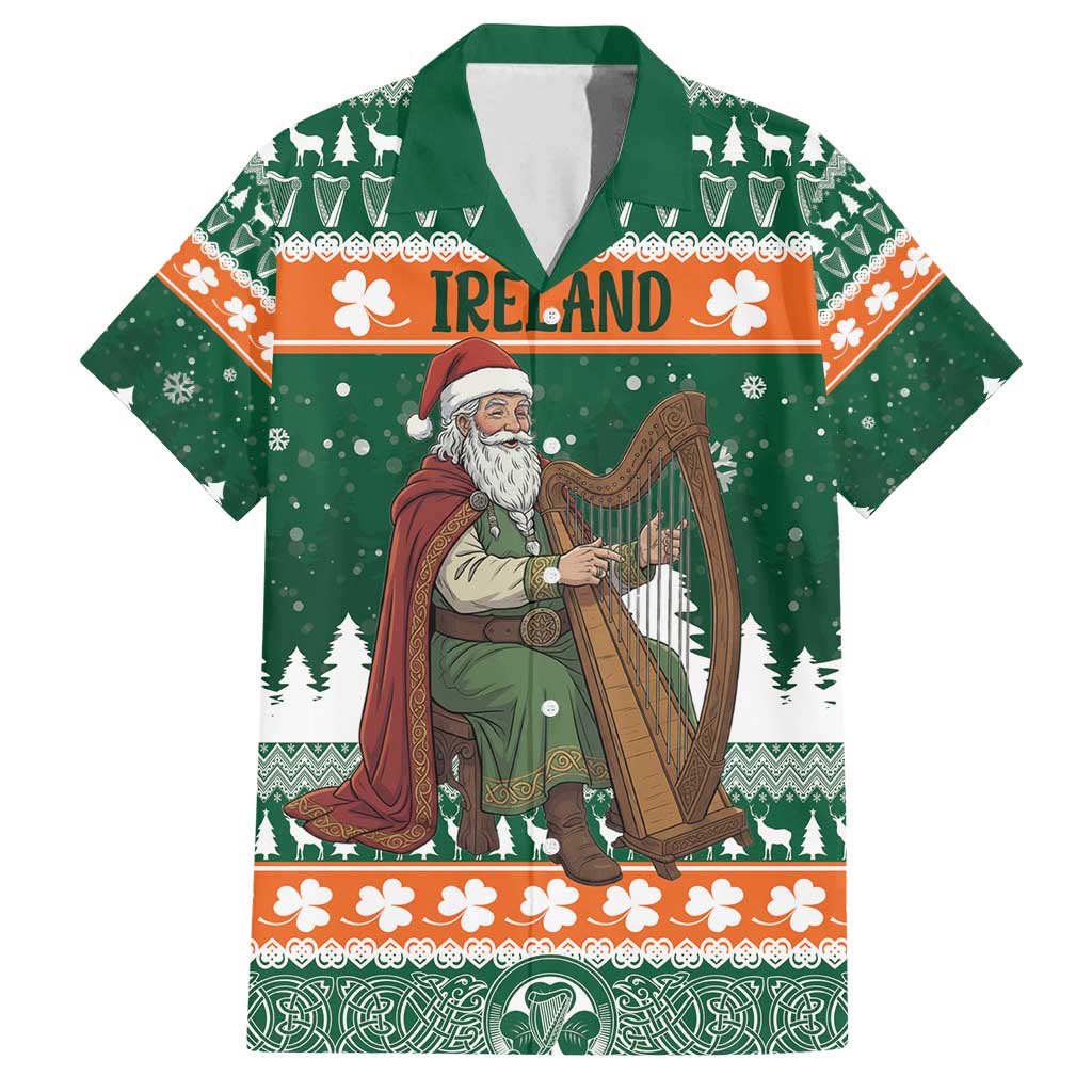 Ireland Christmas Personalized Family Matching Summer Maxi Dress and Hawaiian Shirt Daidi na Nollag With Irish Harp - Wonder Print Shop