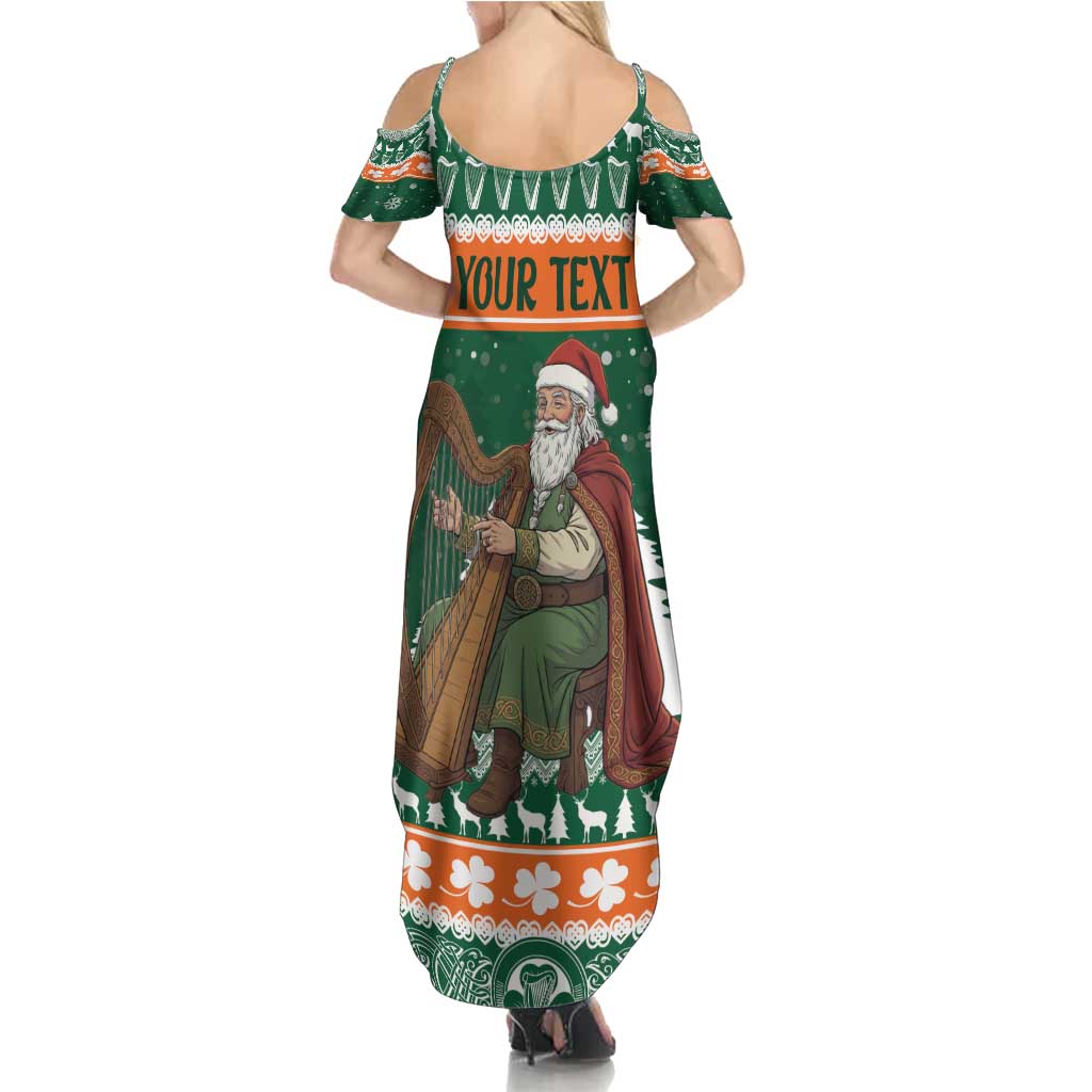Ireland Christmas Personalized Family Matching Summer Maxi Dress and Hawaiian Shirt Daidi na Nollag With Irish Harp - Wonder Print Shop