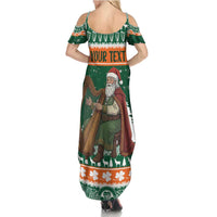 Ireland Christmas Personalized Family Matching Summer Maxi Dress and Hawaiian Shirt Daidi na Nollag With Irish Harp - Wonder Print Shop