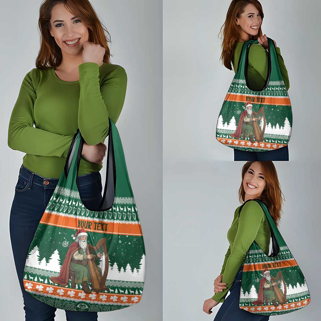 Ireland Christmas Personalized Grocery Bag Daidi na Nollag With Irish Harp - Wonder Print Shop