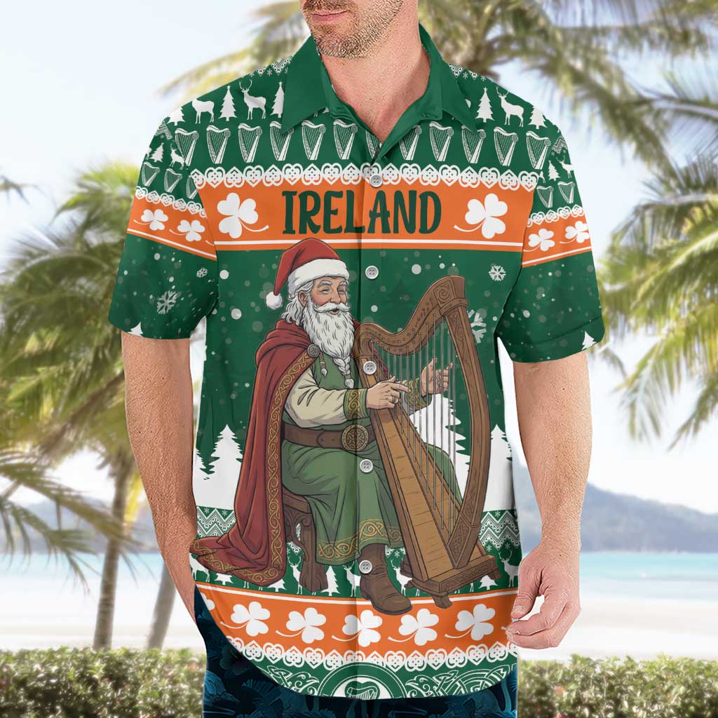 Ireland Christmas Personalized Hawaiian Shirt Daidi na Nollag With Irish Harp - Wonder Print Shop