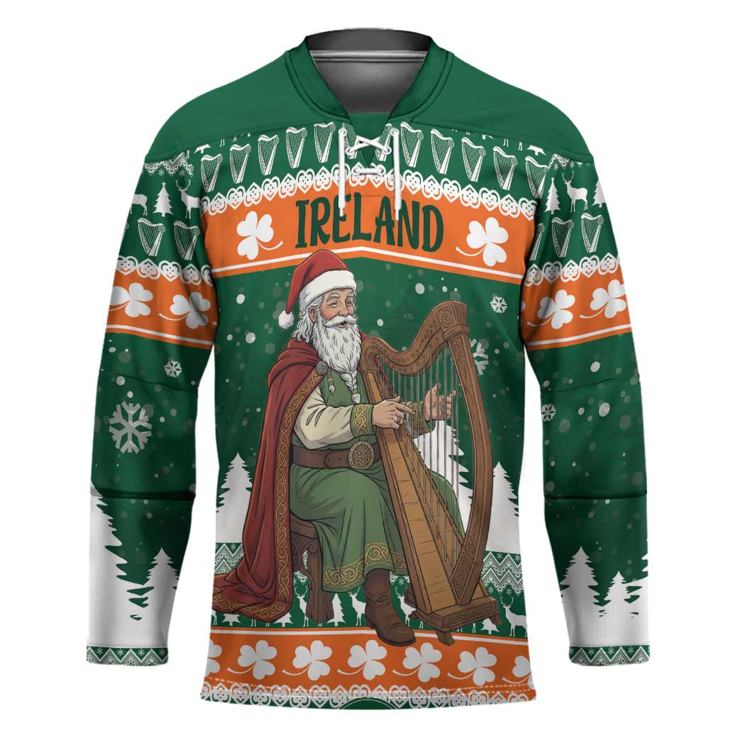 Ireland Christmas Personalized Hockey Jersey Daidi na Nollag With Irish Harp - Wonder Print Shop