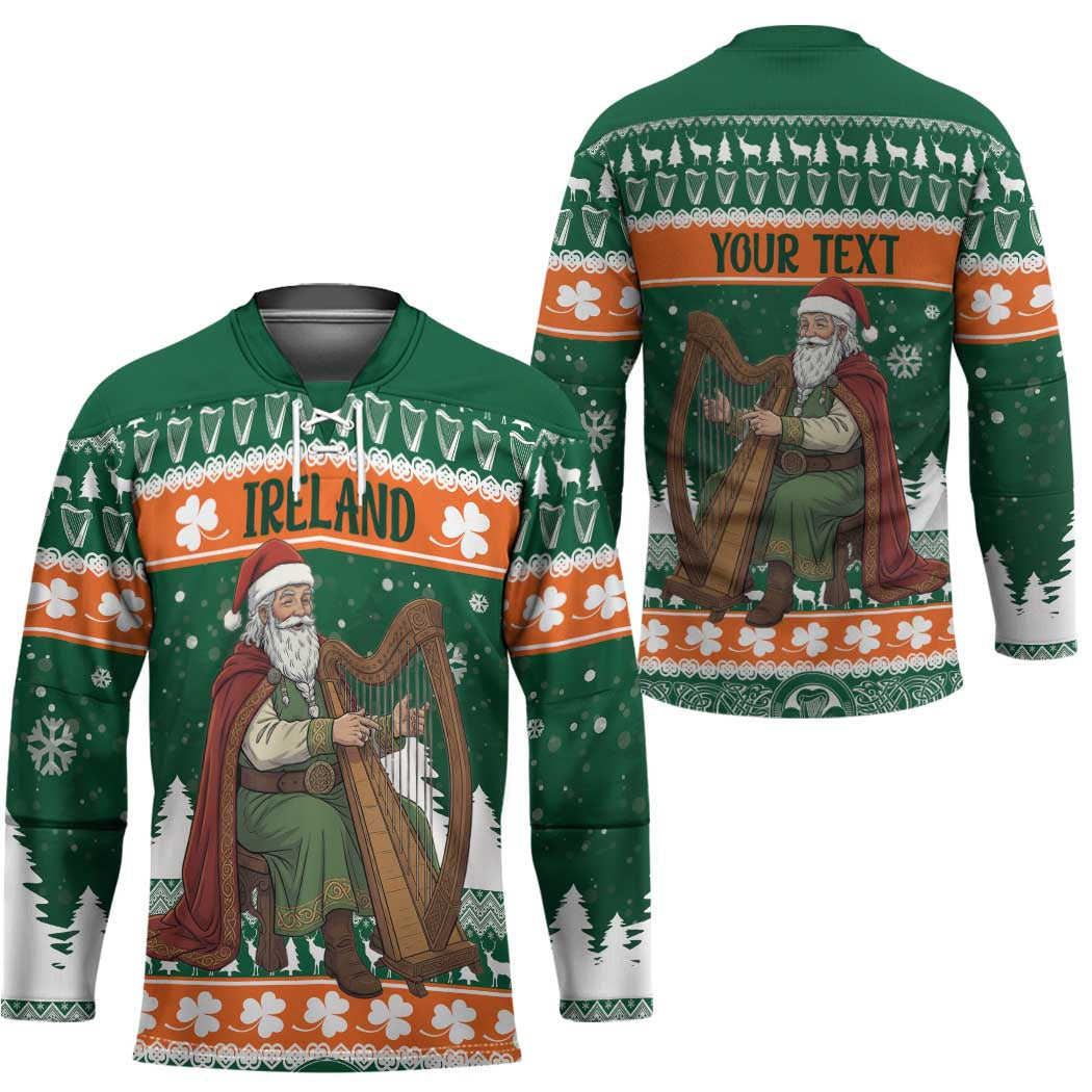 Ireland Christmas Personalized Hockey Jersey Daidi na Nollag With Irish Harp - Wonder Print Shop