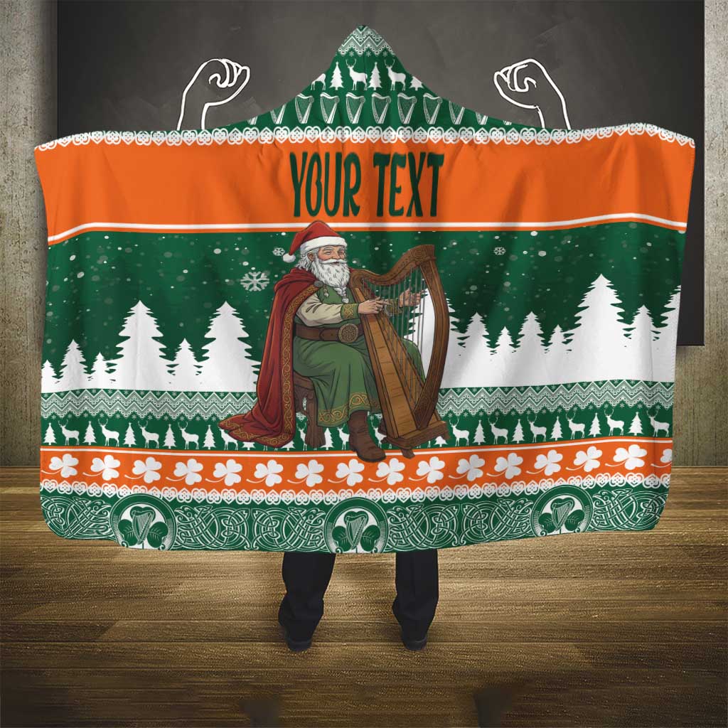 Ireland Christmas Personalized Hooded Blanket Daidi na Nollag With Irish Harp - Wonder Print Shop