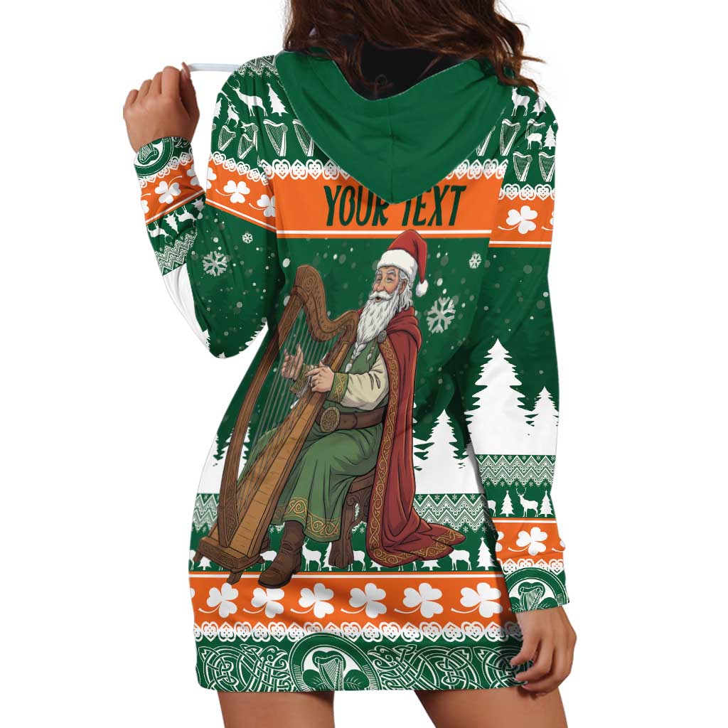 Ireland Christmas Personalized Hoodie Dress Daidi na Nollag With Irish Harp - Wonder Print Shop