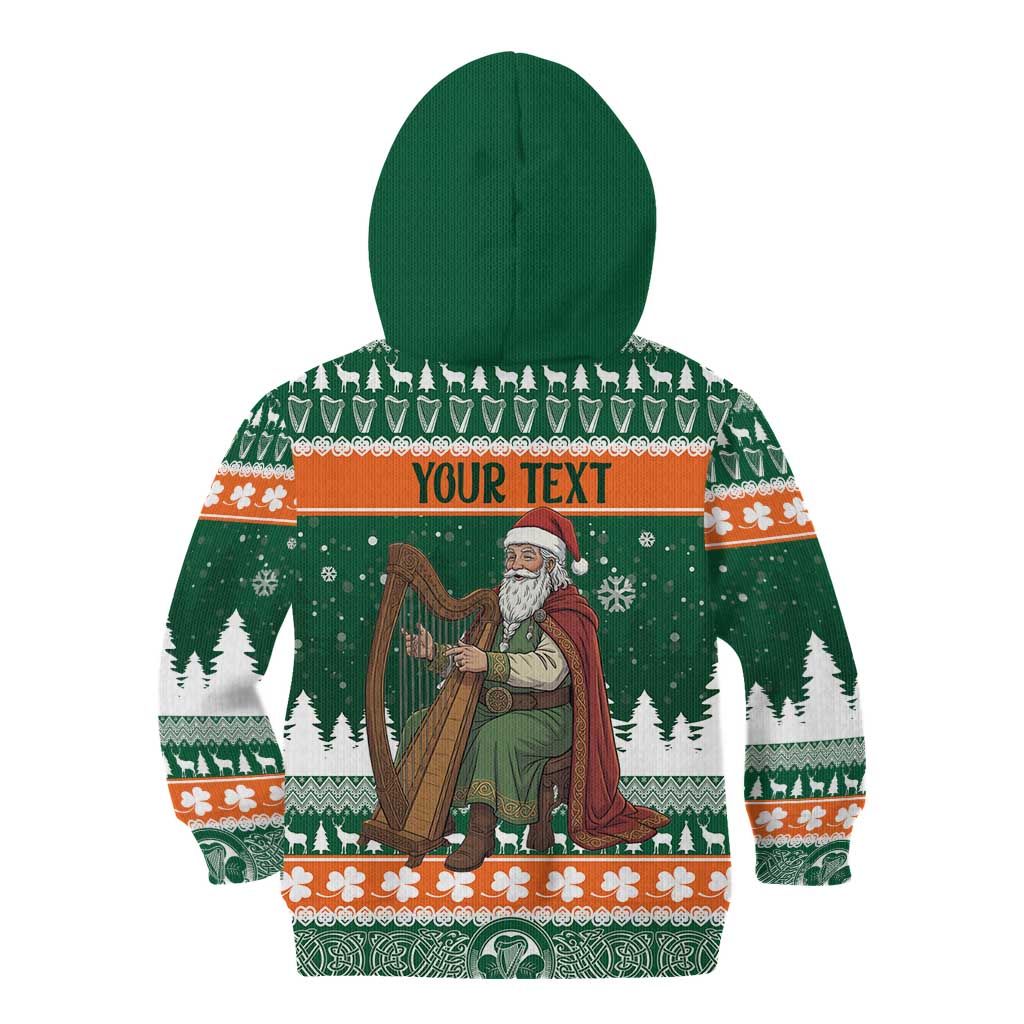 Ireland Christmas Personalized Kid Hoodie Daidi na Nollag With Irish Harp - Wonder Print Shop