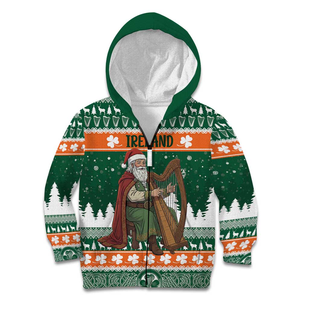 Ireland Christmas Personalized Kid Hoodie Daidi na Nollag With Irish Harp - Wonder Print Shop