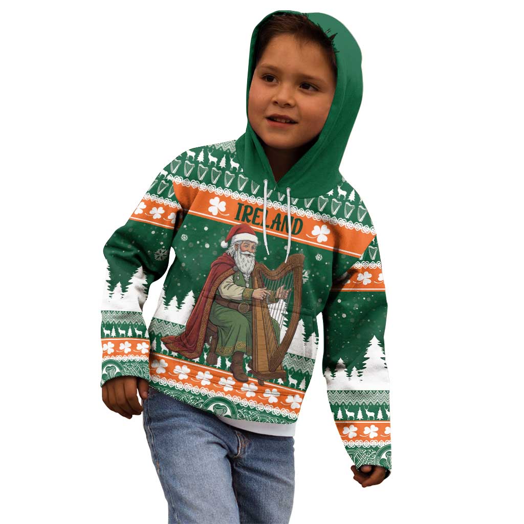 Ireland Christmas Personalized Kid Hoodie Daidi na Nollag With Irish Harp - Wonder Print Shop
