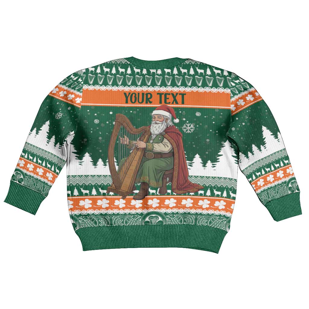 Ireland Christmas Personalized Kid Ugly Christmas Sweater Daidi na Nollag With Irish Harp - Wonder Print Shop