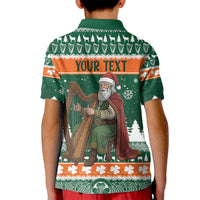 Ireland Christmas Personalized Kid Polo Shirt Daidi na Nollag With Irish Harp - Wonder Print Shop