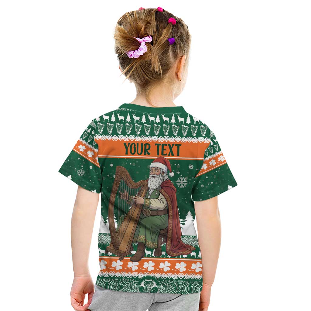 Ireland Christmas Personalized Kid T Shirt Daidi na Nollag With Irish Harp - Wonder Print Shop