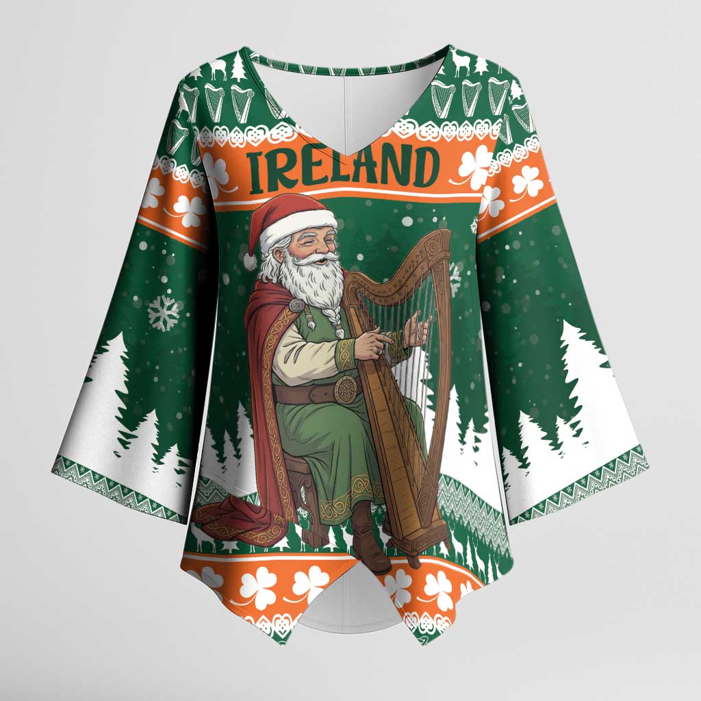 Ireland Christmas Personalized Kimono Sleeve Blouse Daidi na Nollag With Irish Harp - Wonder Print Shop