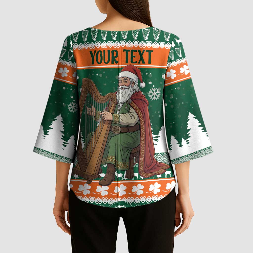Ireland Christmas Personalized Kimono Sleeve Blouse Daidi na Nollag With Irish Harp - Wonder Print Shop