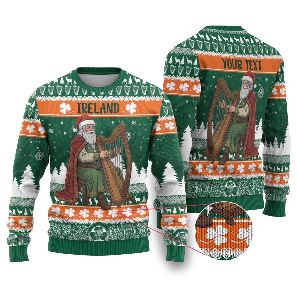Ireland Christmas Personalized Ugly Christmas Sweater Daidi na Nollag With Irish Harp - Wonder Print Shop
