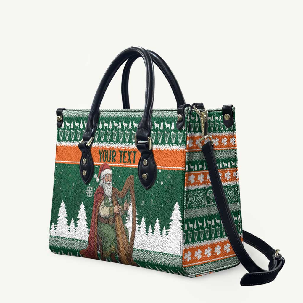 Ireland Christmas Personalized Leather Bag Daidi na Nollag With Irish Harp - Wonder Print Shop