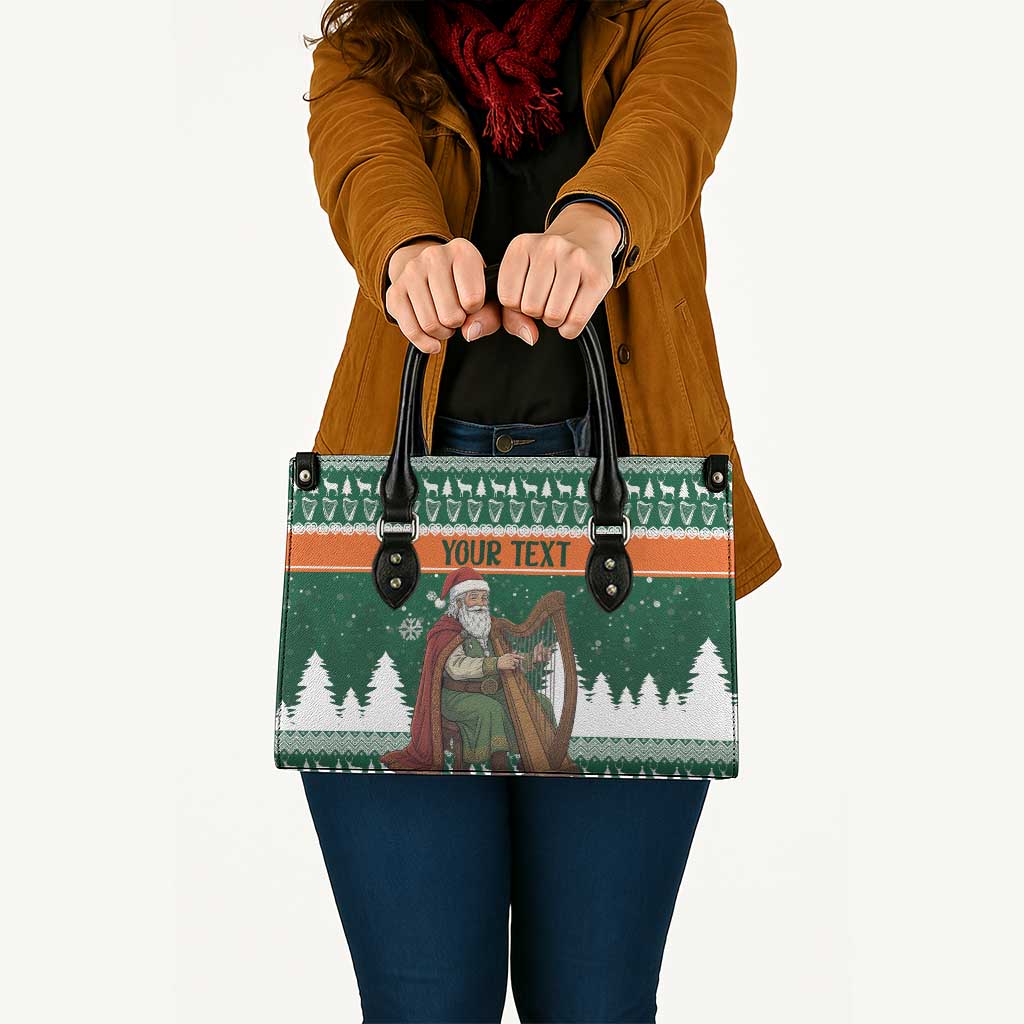 Ireland Christmas Personalized Leather Bag Daidi na Nollag With Irish Harp - Wonder Print Shop