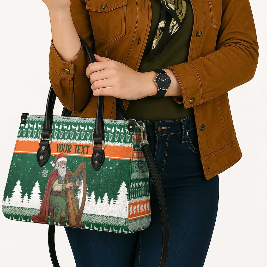 Ireland Christmas Personalized Leather Bag Daidi na Nollag With Irish Harp - Wonder Print Shop