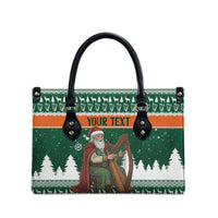 Ireland Christmas Personalized Leather Bag Daidi na Nollag With Irish Harp - Wonder Print Shop