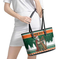 Ireland Christmas Personalized Leather Tote Bag Daidi na Nollag With Irish Harp - Wonder Print Shop