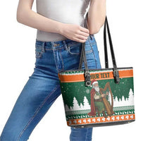 Ireland Christmas Personalized Leather Tote Bag Daidi na Nollag With Irish Harp - Wonder Print Shop