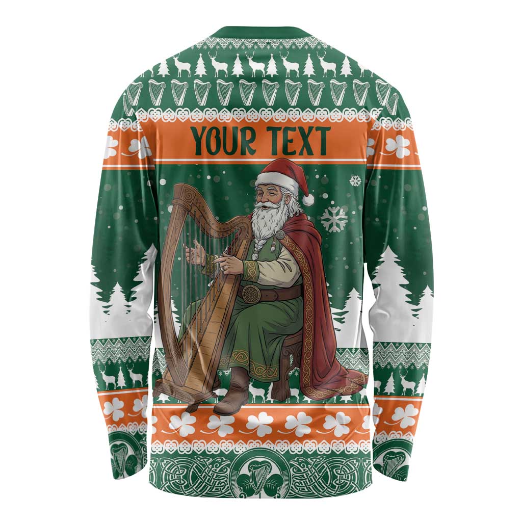 Ireland Christmas Personalized Long Sleeve Shirt Daidi na Nollag With Irish Harp - Wonder Print Shop