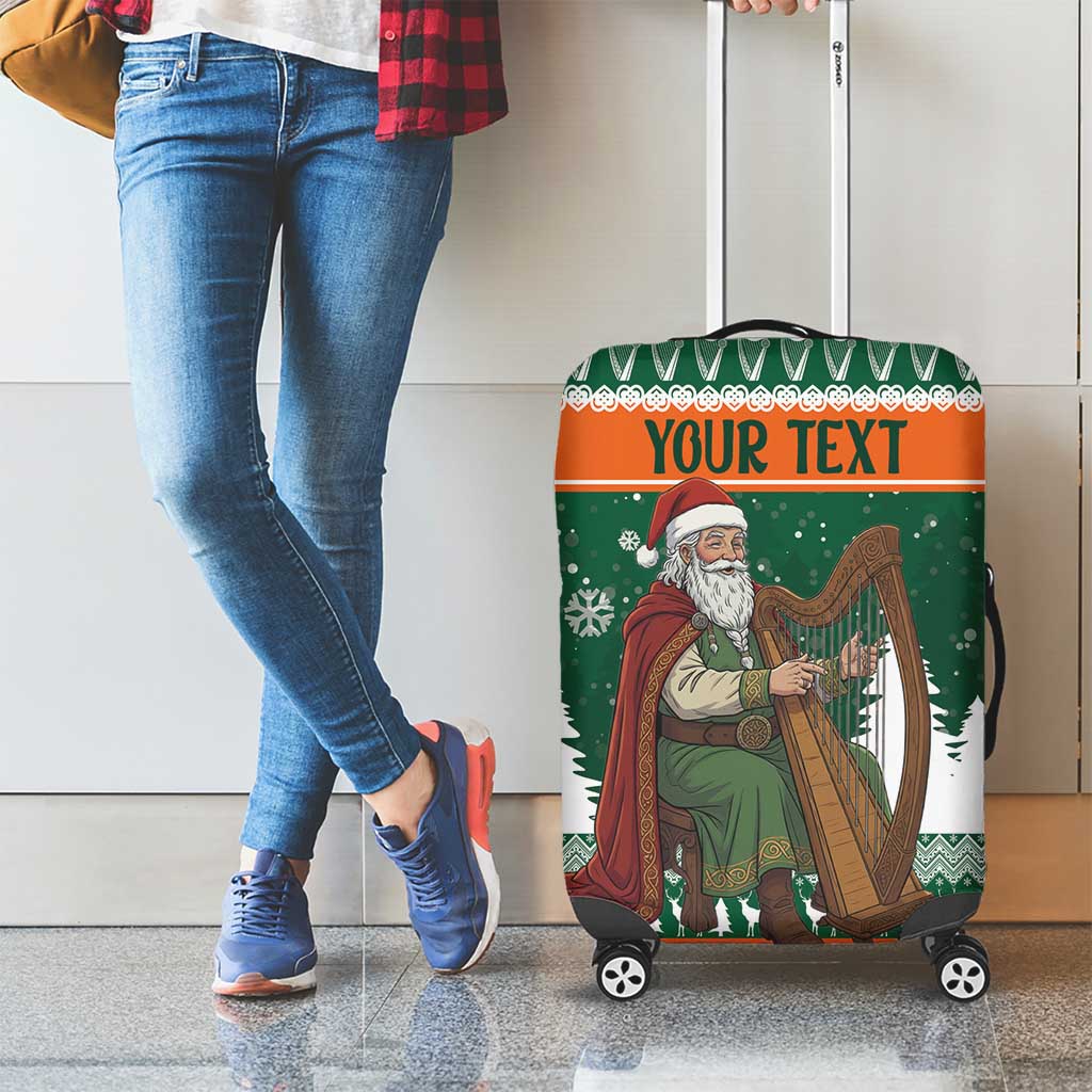 Ireland Christmas Personalized Luggage Cover Daidi na Nollag With Irish Harp - Wonder Print Shop
