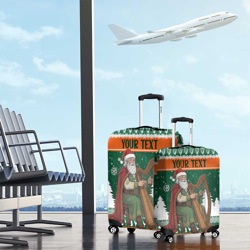 Ireland Christmas Personalized Luggage Cover Daidi na Nollag With Irish Harp - Wonder Print Shop