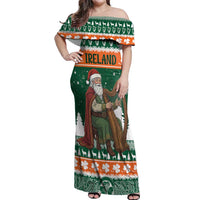 Ireland Christmas Personalized Off Shoulder Maxi Dress Daidi na Nollag With Irish Harp - Wonder Print Shop