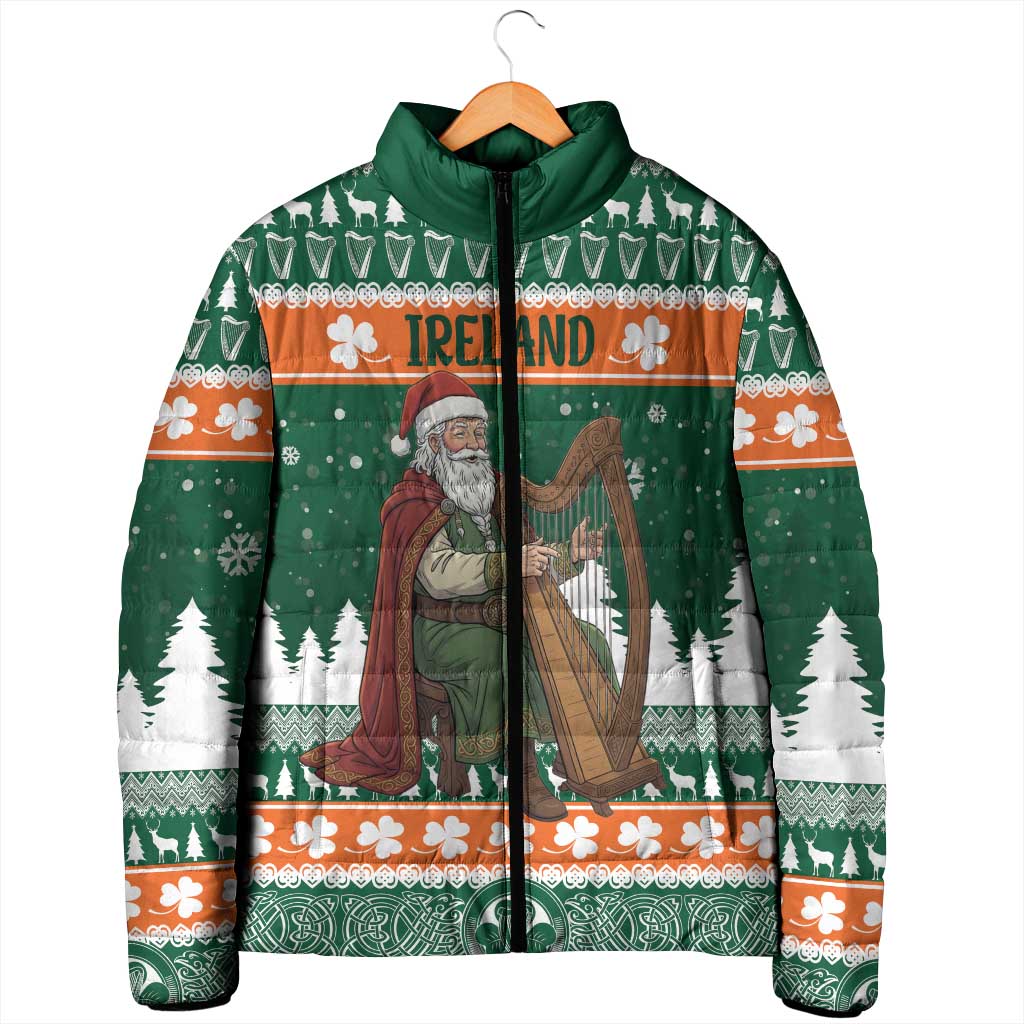 Ireland Christmas Personalized Padded Jacket Daidi na Nollag With Irish Harp - Wonder Print Shop