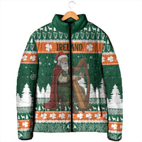 Ireland Christmas Personalized Padded Jacket Daidi na Nollag With Irish Harp - Wonder Print Shop