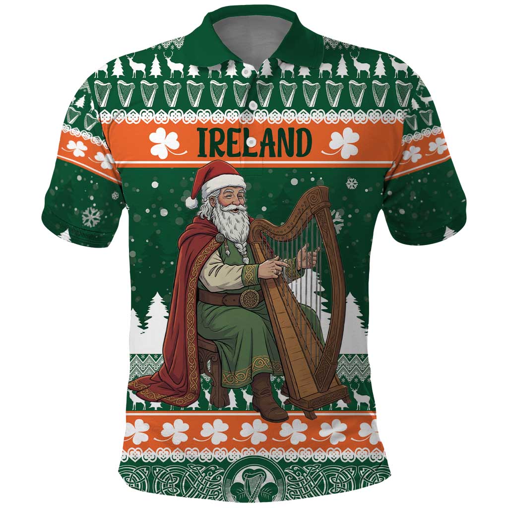 Ireland Christmas Personalized Polo Shirt Daidi na Nollag With Irish Harp - Wonder Print Shop