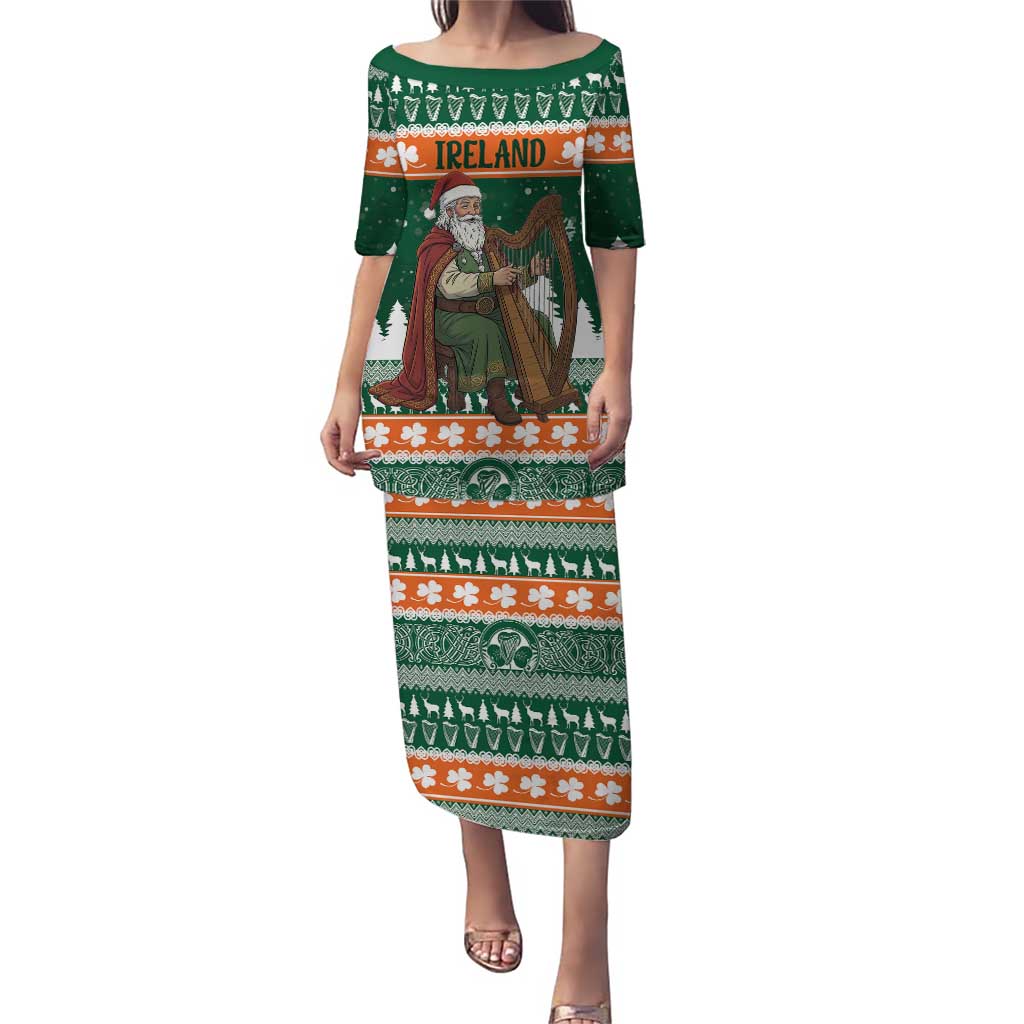 Ireland Christmas Personalized Puletasi Daidi na Nollag With Irish Harp - Wonder Print Shop