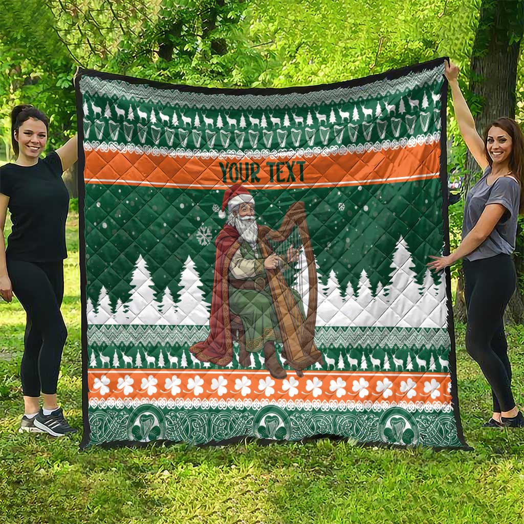 Ireland Christmas Personalized Quilt Daidi na Nollag With Irish Harp - Wonder Print Shop