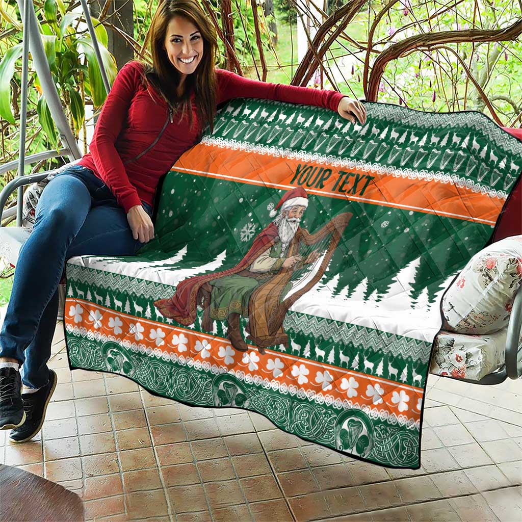 Ireland Christmas Personalized Quilt Daidi na Nollag With Irish Harp - Wonder Print Shop