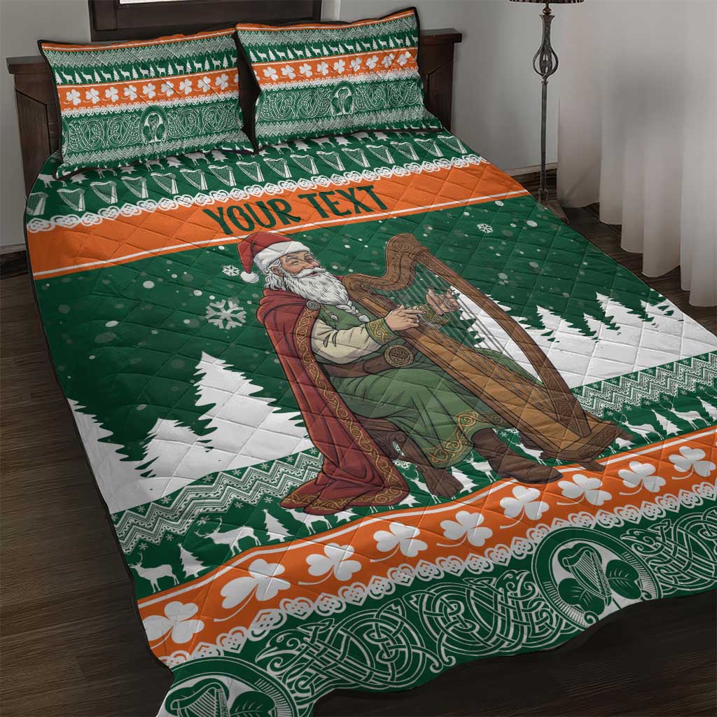 Ireland Christmas Personalized Quilt Bed Set Daidi na Nollag With Irish Harp - Wonder Print Shop