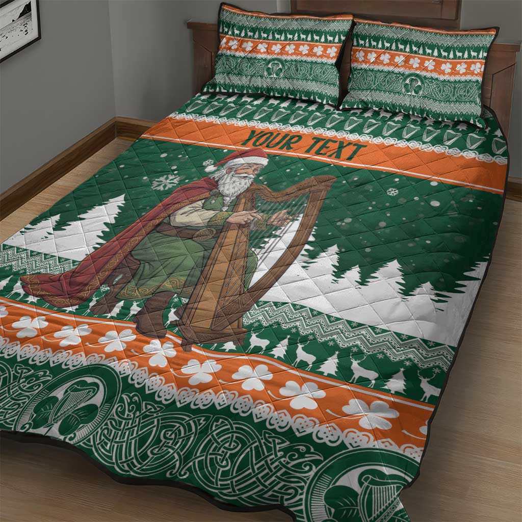 Ireland Christmas Personalized Quilt Bed Set Daidi na Nollag With Irish Harp - Wonder Print Shop