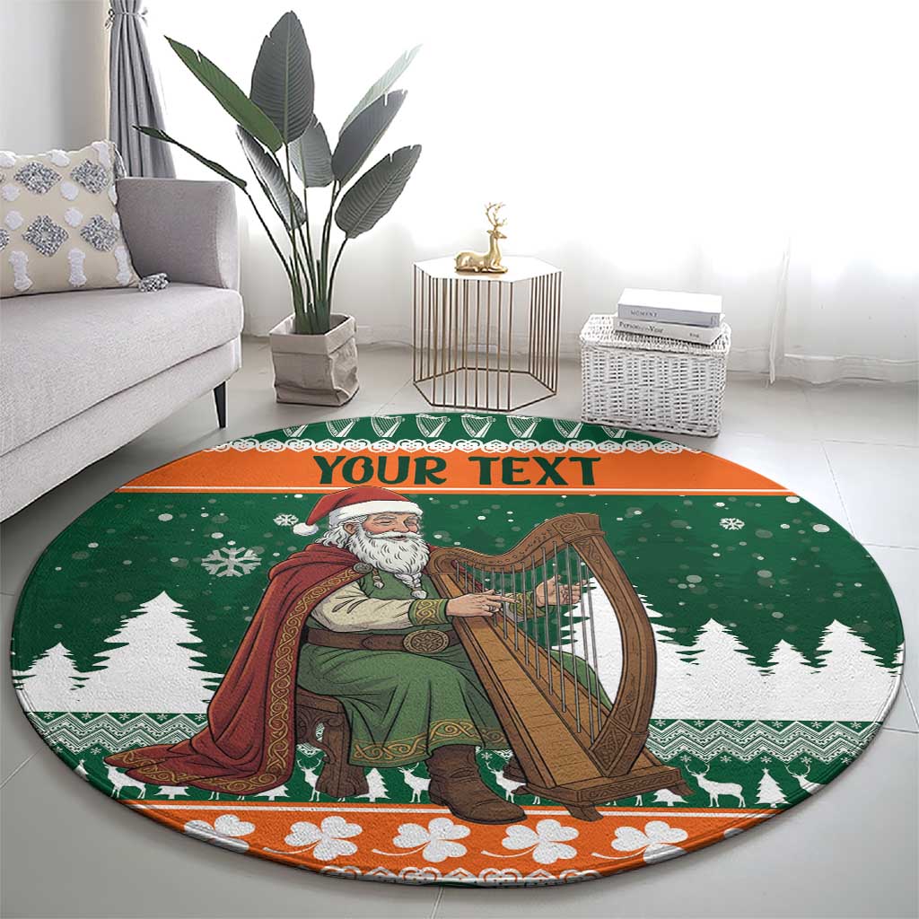 Ireland Christmas Personalized Round Carpet Daidi na Nollag With Irish Harp - Wonder Print Shop