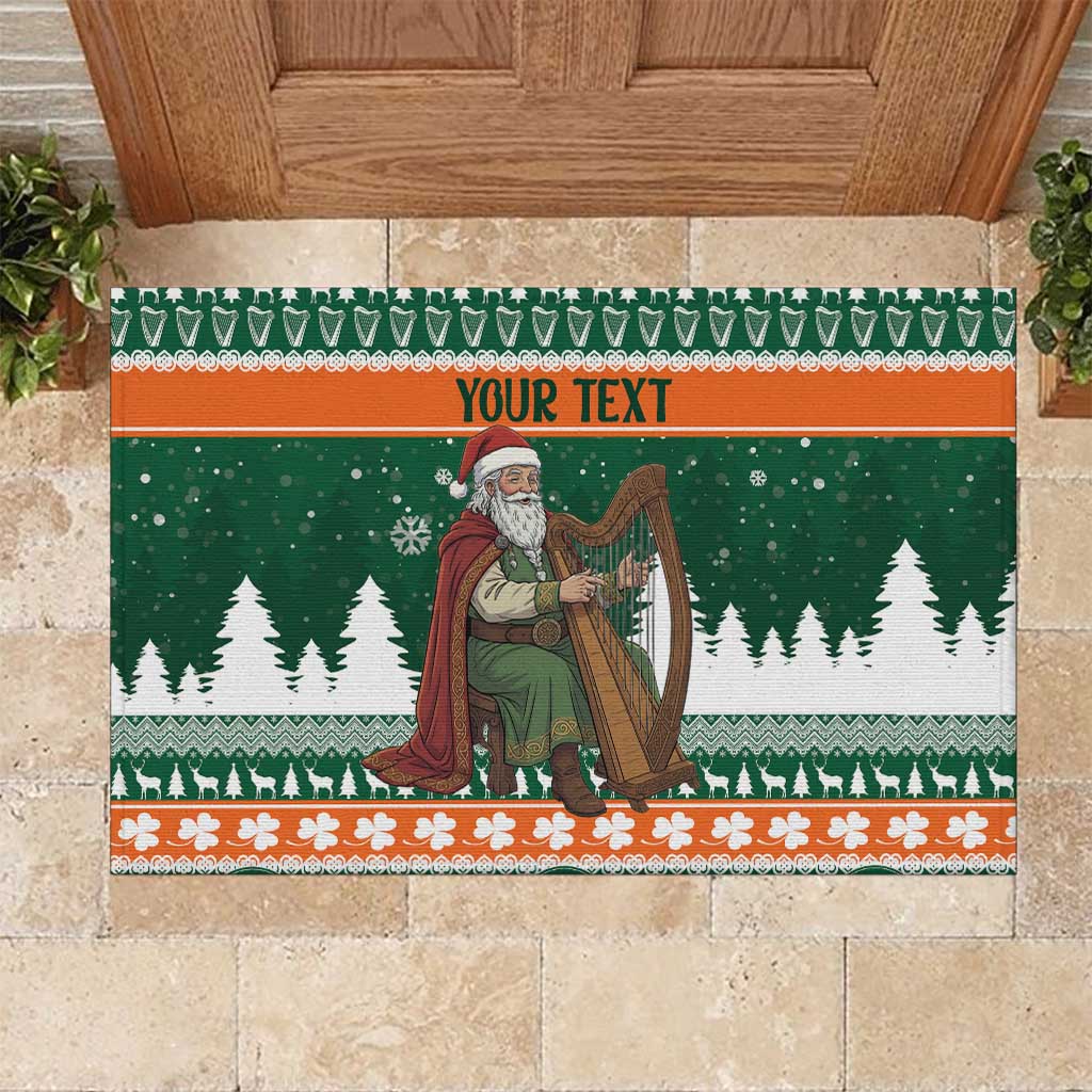 Ireland Christmas Personalized Rubber Doormat Daidi na Nollag With Irish Harp - Wonder Print Shop
