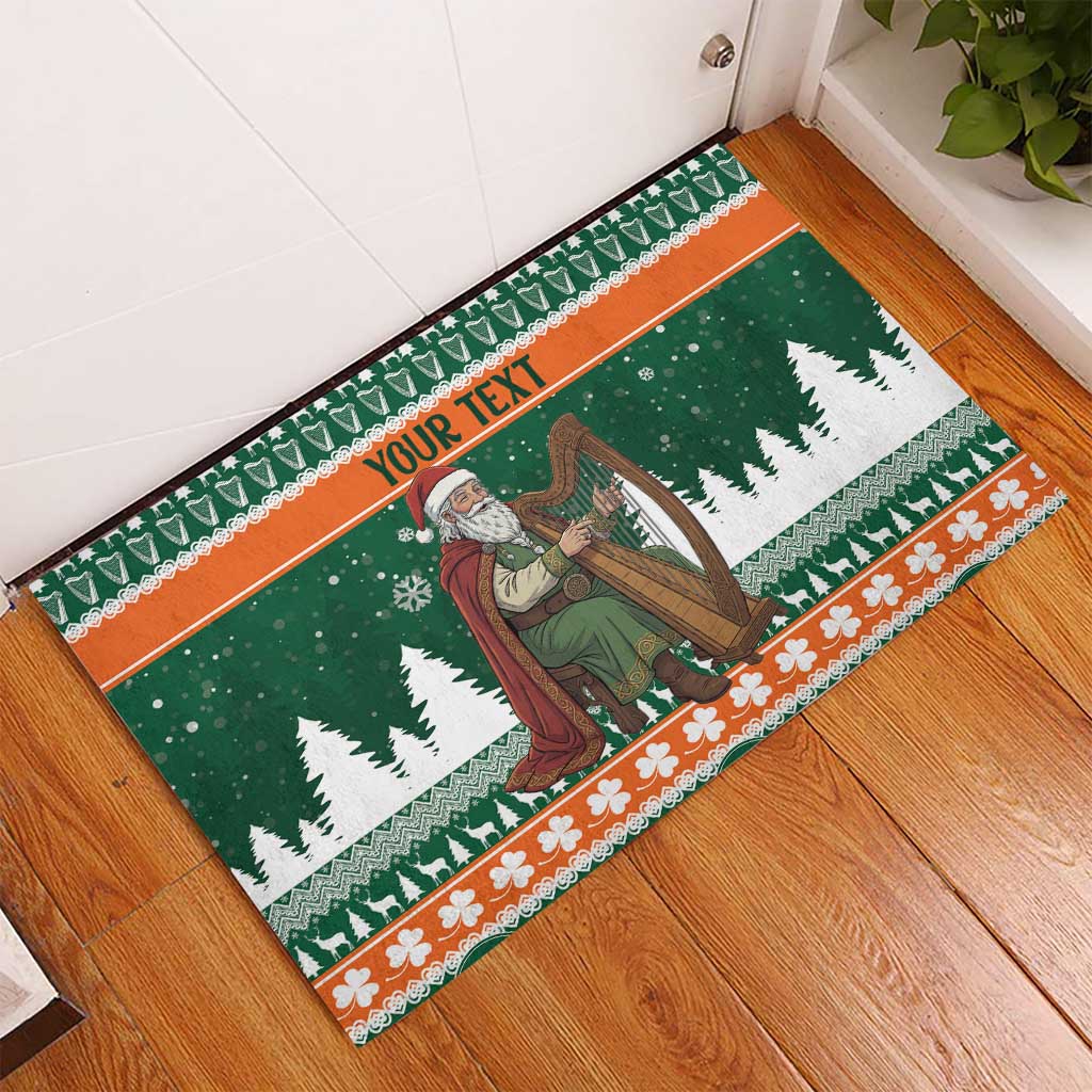 Ireland Christmas Personalized Rubber Doormat Daidi na Nollag With Irish Harp - Wonder Print Shop