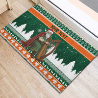 Ireland Christmas Personalized Rubber Doormat Daidi na Nollag With Irish Harp - Wonder Print Shop