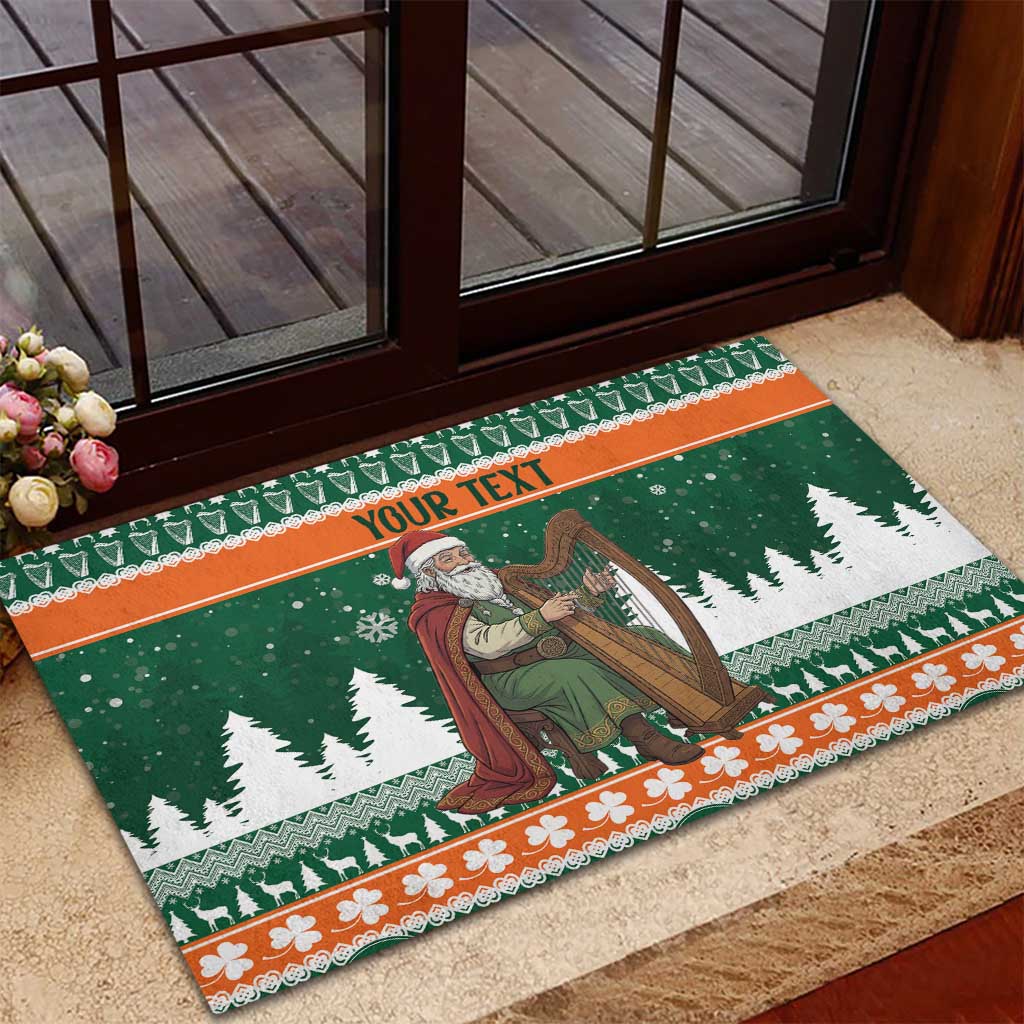 Ireland Christmas Personalized Rubber Doormat Daidi na Nollag With Irish Harp - Wonder Print Shop