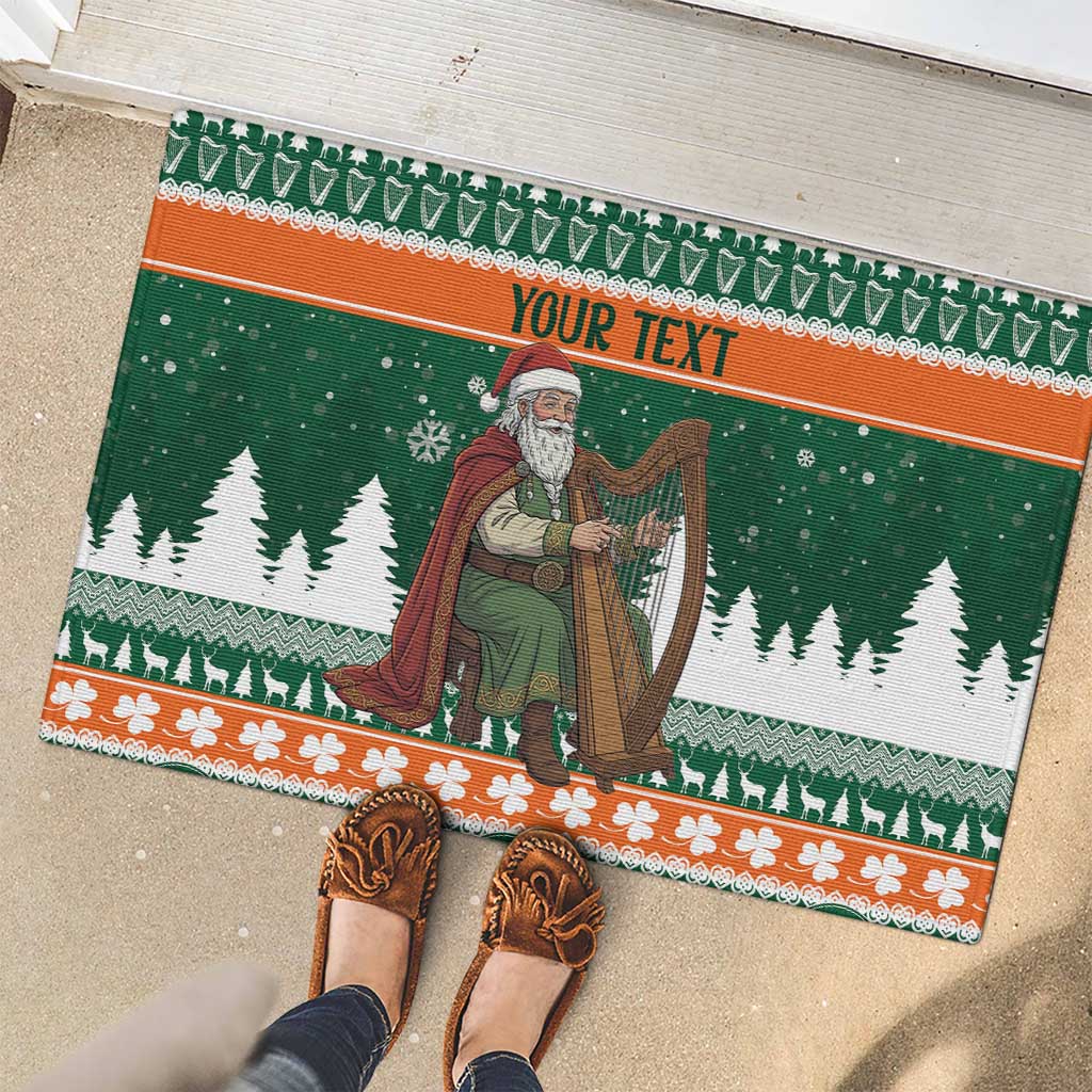 Ireland Christmas Personalized Rubber Doormat Daidi na Nollag With Irish Harp - Wonder Print Shop