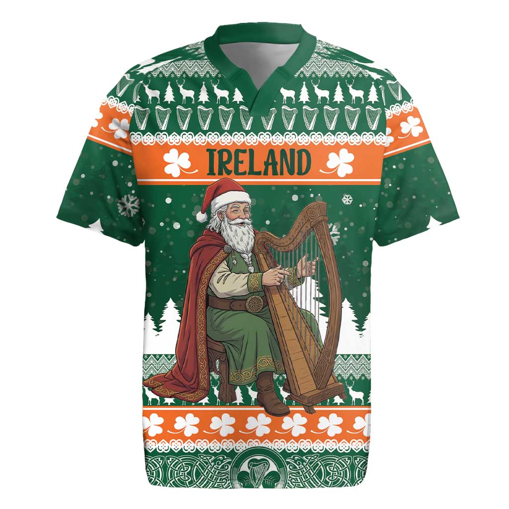 Ireland Christmas Personalized Rugby Jersey Daidi na Nollag With Irish Harp - Wonder Print Shop